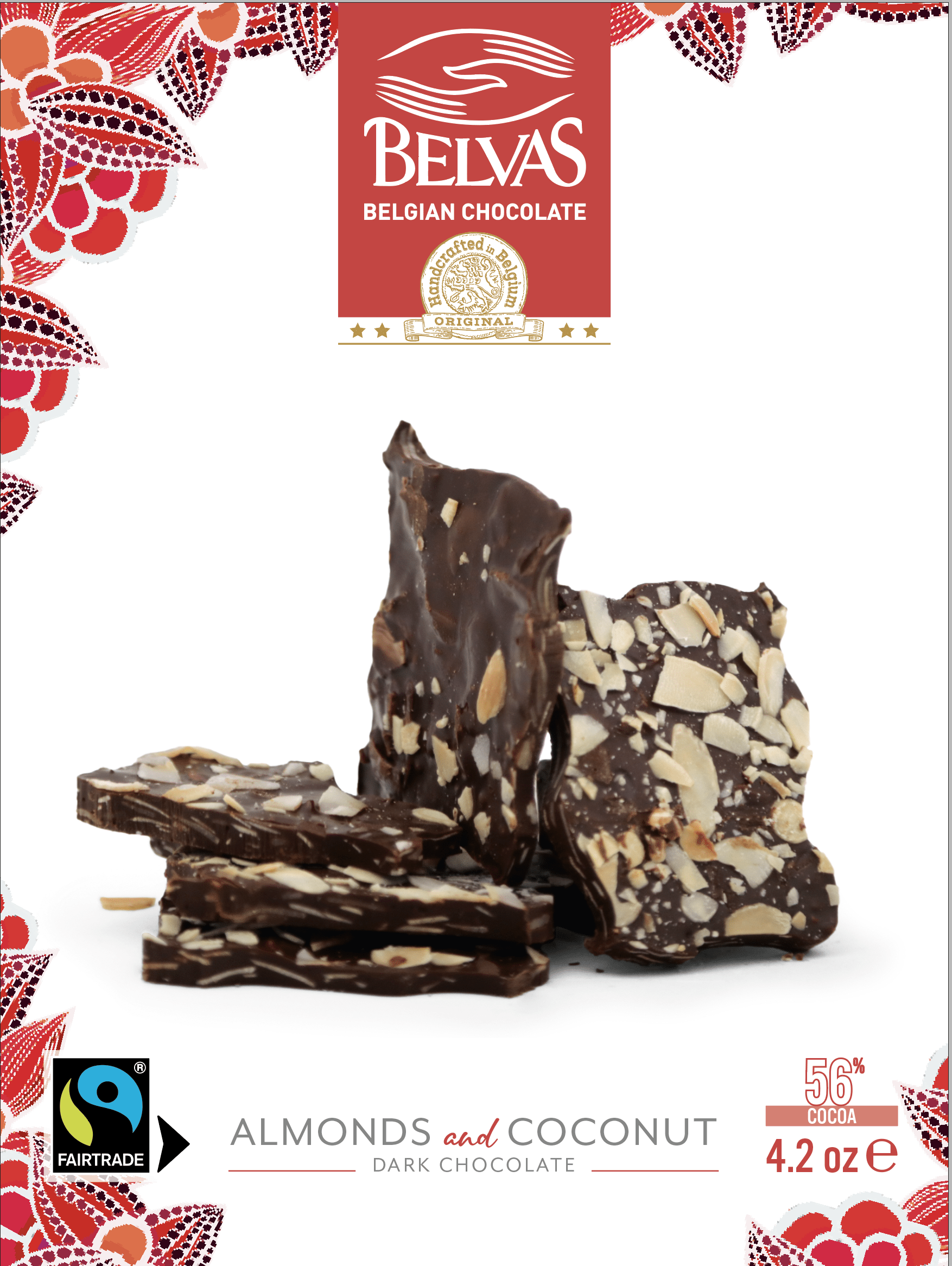 Belgian Thins - Chocolat noir avec amandes grillées et noix de coco (120g)
