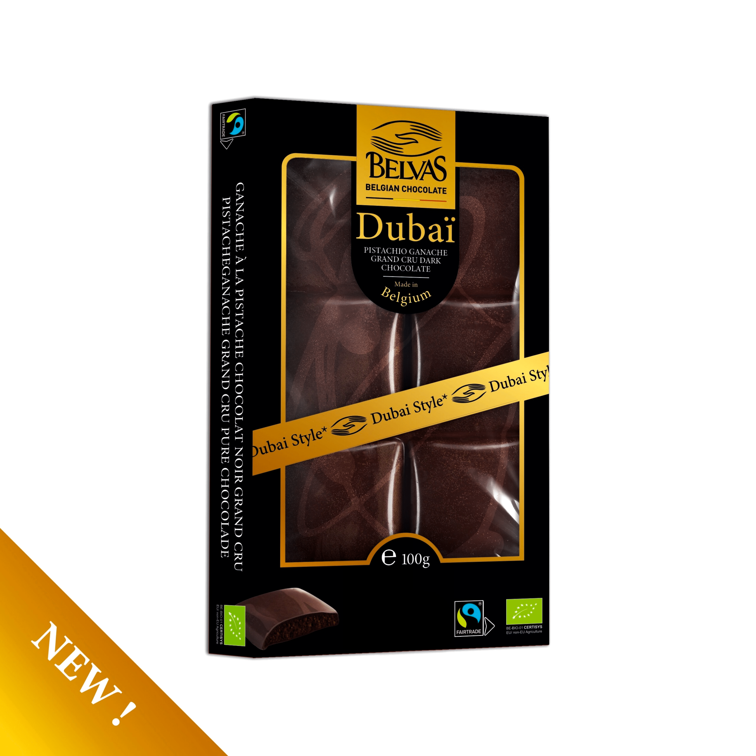 Schokoladentafel – Dubai Style – Dunkle Schokolade gefüllt mit Ganache (100g)